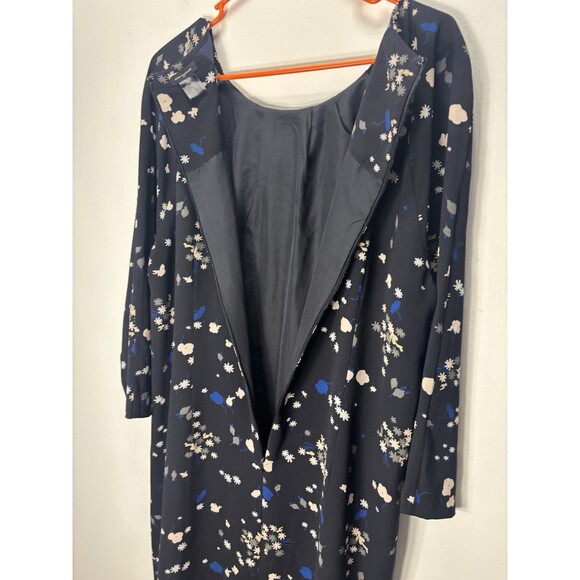 ANN TAYLOR Women’s Shift  Midi Dress Pleated Neckline Floral ZIp Back Sz Xl - Picture 11 of 13